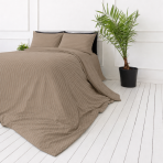 Premium satin bettwäsche set "Brandy Stripe Sateen". Bettwäsche 150x200, 135/140x200 cm, 150x200 cm, 155/160x200 cm, 180x200 cm, 200x200 cm, 200x220 cm, 220x240 cm. Warmbraunes bettwäsche-set mit eleganter gestreifter oberfläche