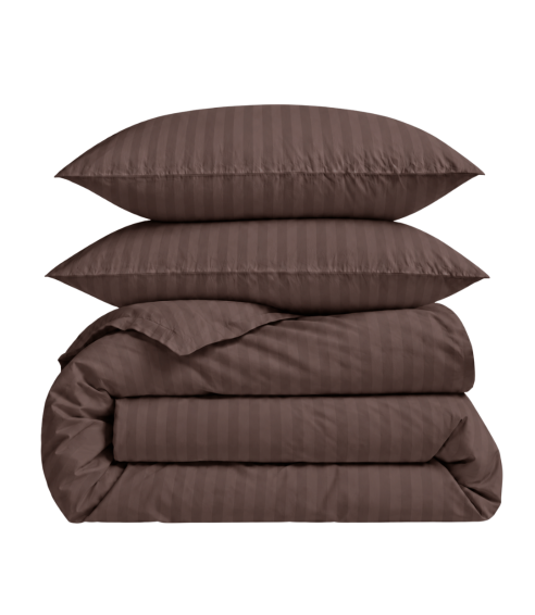 Premium satin bettwäsche set "Brown Stripe Sateen". Bettwäsche aus Satin
