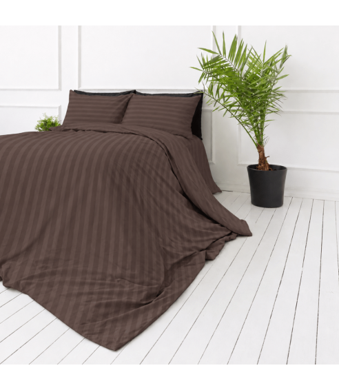 Premium satin bettwäsche set "Brown Stripe Sateen". Bettwäsche aus Satin