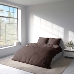 Premium satin bettwäsche set "Brown". Bettwäsche aus Satin, 135/140x200 cm, 200x200 cm, 200x220 cm. Elegante braune bettwäsche, perfekt für eine reiche und einladende schlafzimmeratmosphäre.