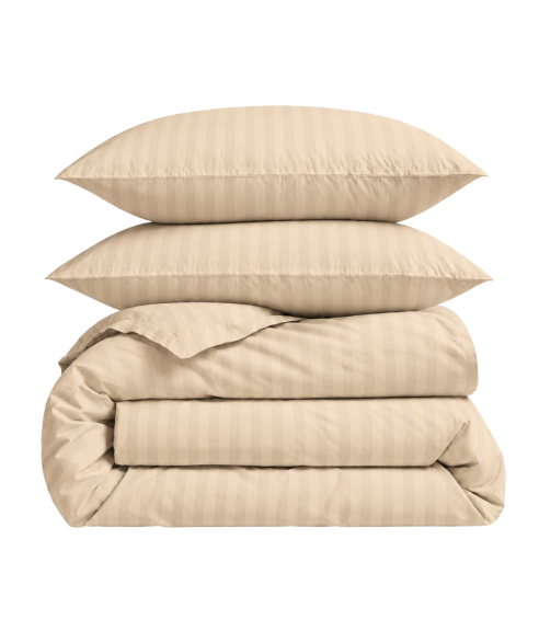 Premium satin bettwäsche set "Champagne Stripe Sateen". Bettwäsche aus Satin