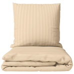Premium satin bettwäsche set "Champagne Stripe Sateen". Bettwäsche 150x200, 135/140x200 cm, 150x200 cm, 155/160x200 cm, 180x200 cm, 200x200 cm, 200x220 cm, 220x240 cm. Creme-sandfarbenes bettwäsche-set mit dezentem streifenmuster