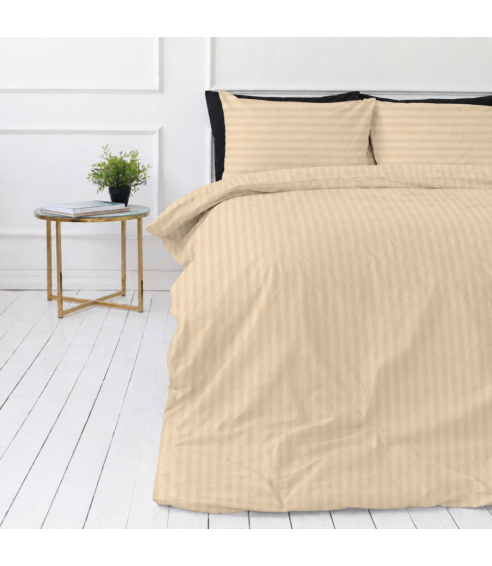 Premium satin bettwäsche set "Champagne Stripe Sateen". Bettwäsche aus Satin