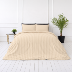 Premium satin bettwäsche set "Champagne Stripe Sateen". Bettwäsche 150x200, 135/140x200 cm, 150x200 cm, 155/160x200 cm, 180x200 cm, 200x200 cm, 200x220 cm, 220x240 cm. Helles cremefarbenes bettwäsche-set mit subtilem streifenmuster