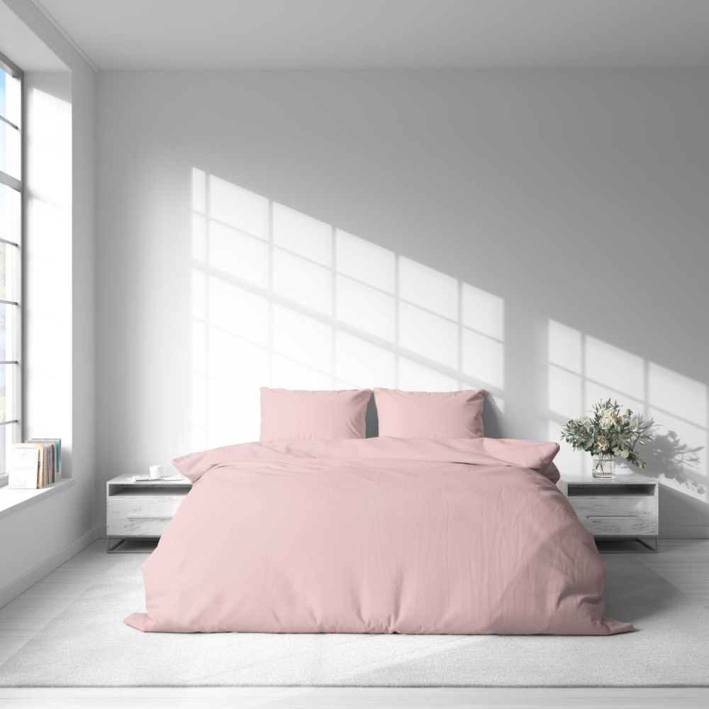 Premium satin bettwäsche set "Classic pink“. Bettwäsche 150x200, 100x140 cm, 135/140x200 cm, 150x200 cm, 155/160x200 cm, 180x200 cm, 200x200 cm, 200x220 cm, 220x240 cm. Elegantes bettwäsche-set in zartem rosaton im minimalistischen stil