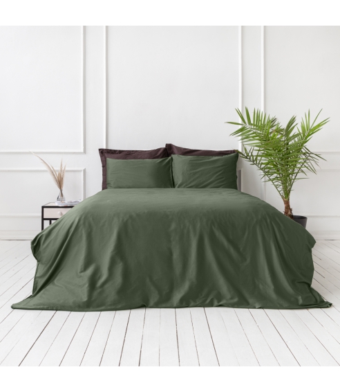 Premium satin bettwäsche set "Dark green". Bettwäsche aus Satin