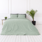 Premium satin bettwäsche set "Eucalyptus". Bettwäsche 150x200, 100x140 cm, 135/140x200 cm, 150x200 cm, 155/160x200 cm, 180x200 cm, 200x200 cm, 200x220 cm, 220x240 cm. Zartgrünes elegantes bettwäsche-set im minimalistischen stil