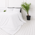 Musselin Bettwäsche set "White muslin". Bettwäsche einfarbig, 200x200 cm, 200x220 cm. Weiße musselin-bettwäsche mit dezent strukturierter oberfläche