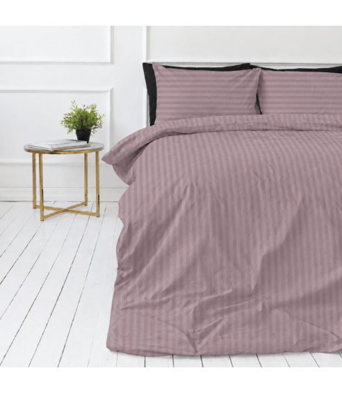 Premium satin bettwäsche set "Grape Stripe Sateen". Bettwäsche aus Satin