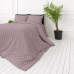 Premium satin bettwäsche set "Grape Stripe Sateen". Mako Satin Bettwäsche, 135/140x200 cm, 155x220 cm, 160x200 cm, 180x200 cm, 200x200 cm, 200x220 cm, 220x240 cm. Rosavioletter bettdeckenbezug mit vertikalen streifen.