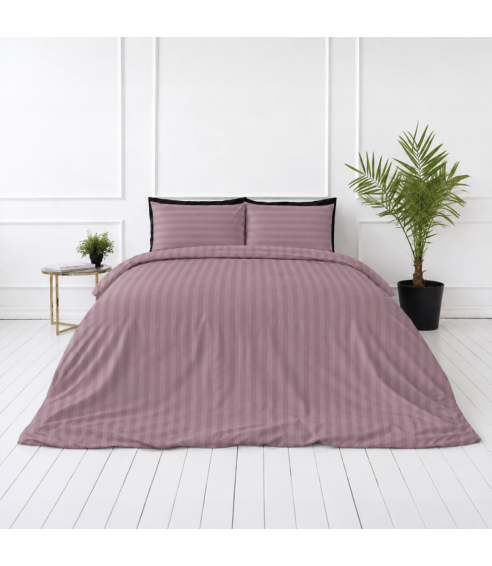 Premium satin bettwäsche set "Grape Stripe Sateen". Bettwäsche aus Satin