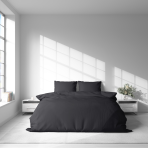 Premium satin bettwäsche set "Graphite Satin“. Bettwäsche aus Satin, 135/140x200 cm, 200x200 cm, 200x220 cm. Subtiles design-bettwäsche-set in tiefem grauton.