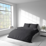 Premium satin bettwäsche set "Graphite Satin“. Bettwäsche aus Satin, 135/140x200 cm, 200x200 cm, 200x220 cm. Modernes einfarbiges bettwäsche-set in dunkelgrau.