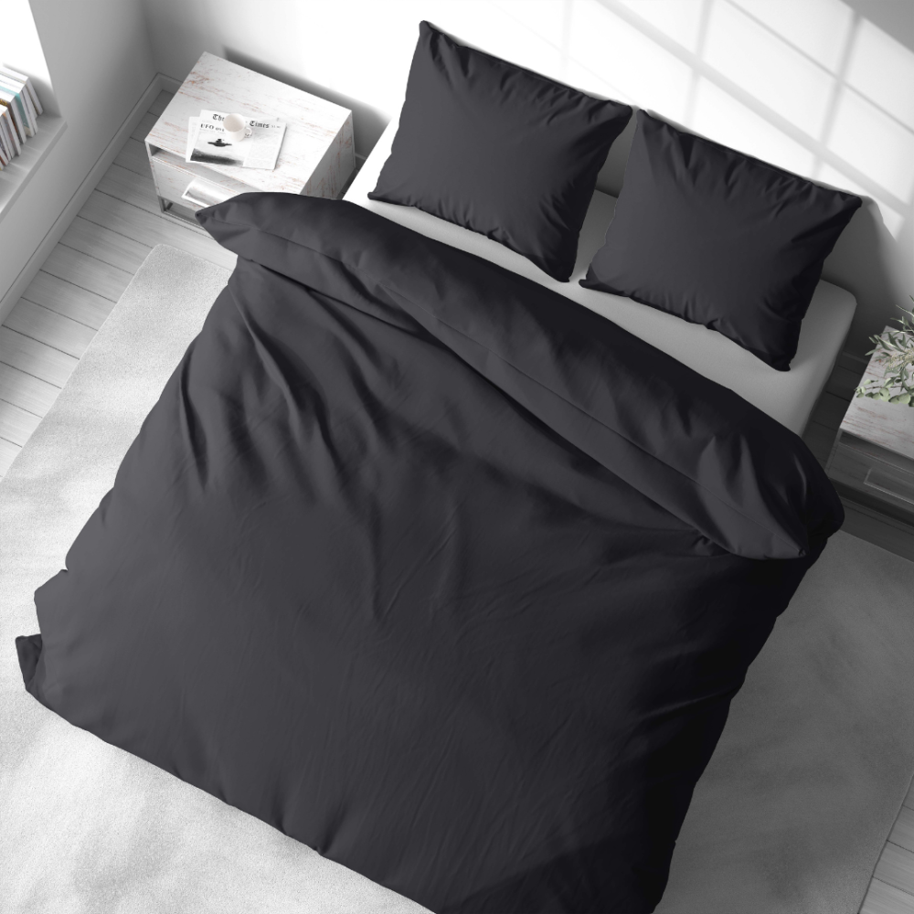 Premium satin bettwäsche set "Graphite Satin“. Bettwäsche aus Satin, 135/140x200 cm, 200x200 cm, 200x220 cm. Klassisches baumwoll-bettwäsche-set in dunkelgrau.