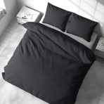 Premium satin bettwäsche set "Graphite Satin“. Bettwäsche aus Satin, 135/140x200 cm, 200x200 cm, 200x220 cm. Klassisches baumwoll-bettwäsche-set in dunkelgrau.