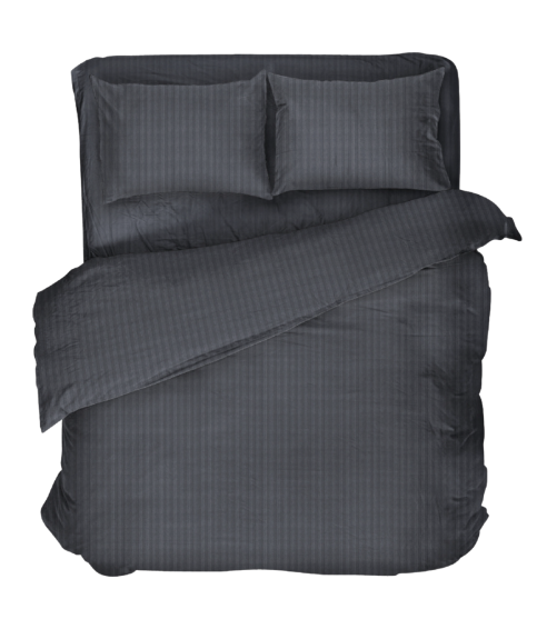 Premium satin bettwäsche set "Graphite Stripe Satin“. Bettwäsche aus Satin