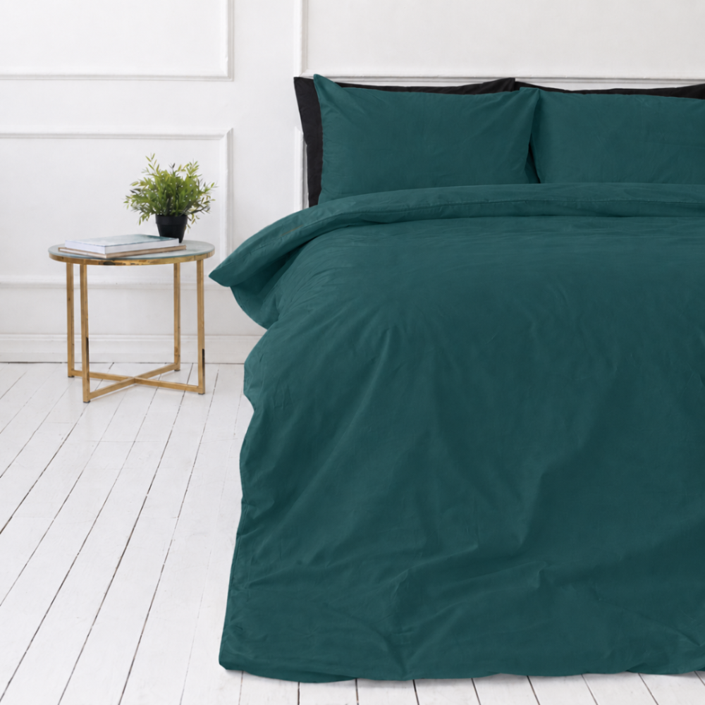 Premium satin bettwäsche set "Green Sateen“. Bettwäsche einfarbig, 135/140x200 cm, 200x200 cm, 200x220 cm. Elegantes einfarbiges bettwäsche-set in dunklem grün.