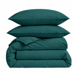 Premium satin bettwäsche set "Green Sateen“. Bettwäsche einfarbig, 135/140x200 cm, 200x200 cm, 200x220 cm. Tiefgrünes bett- und kissenbezug-set ohne muster.