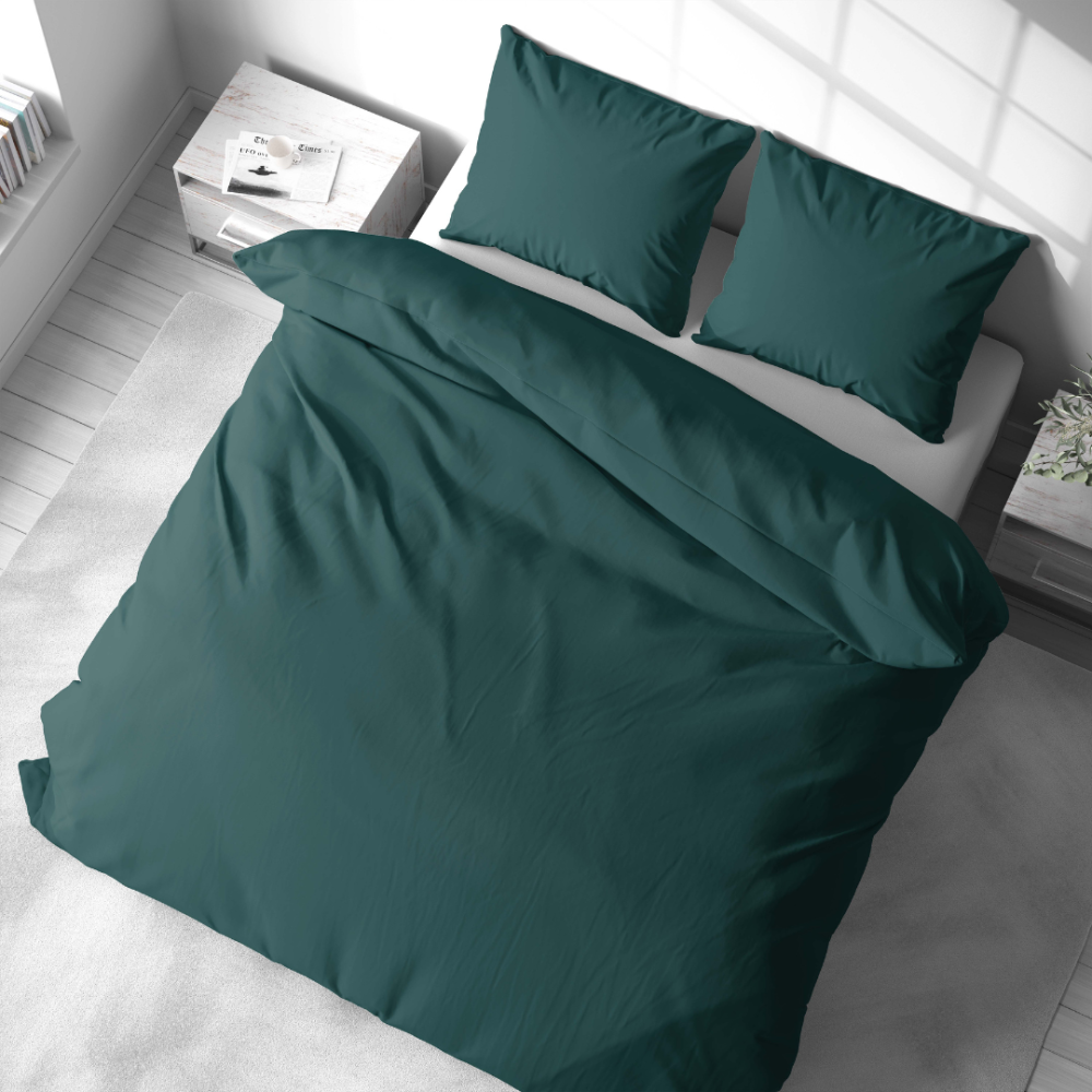 Premium satin bettwäsche set "Green Satin“. Bettwäsche aus Satin, 135/140x200 cm, 200x200 cm, 200x220 cm. Klassisches baumwoll-bettwäsche-set in sattem grün.