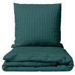 Premium satin bettwäsche set "Green Stripe Satin“. Bettwäsche aus Satin, 135/140x200 cm, 200x200 cm. Tiefgrünes bettwäsche-set mit feinen vertikalen streifen.