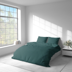 Premium satin bettwäsche set "Green Stripe Satin“. Bettwäsche aus Satin, 135/140x200 cm, 200x200 cm. Elegantes gestreiftes design in intensivem dunkelgrün.
