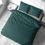 Premium satin bettwäsche set "Green Stripe Satin“. Bettwäsche aus Satin, 135/140x200 cm, 200x200 cm. Luxuriöses tiefgrünes bettwäsche-set mit dünnen streifen.