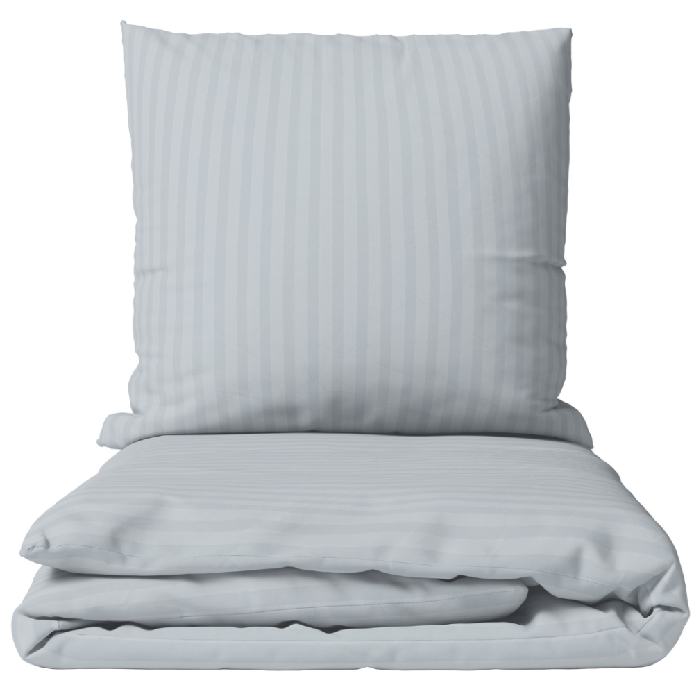 Premium satin bettwäsche set "Light Gray Stripe Satin“. Bettwäsche aus Satin, 135/140x200 cm, 200x200 cm. Hellgraues bettwäsche-set mit feinen streifen.
