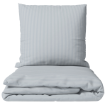 Premium satin bettwäsche set "Light Gray Stripe Satin“. Bettwäsche aus Satin, 135/140x200 cm, 200x200 cm. Hellgraues bettwäsche-set mit feinen streifen.