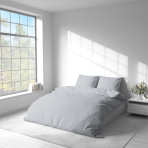 Premium satin bettwäsche set "Light Gray Stripe Satin“. Bettwäsche aus Satin, 135/140x200 cm, 200x200 cm. Klassisches gestreiftes design in hellgrau.
