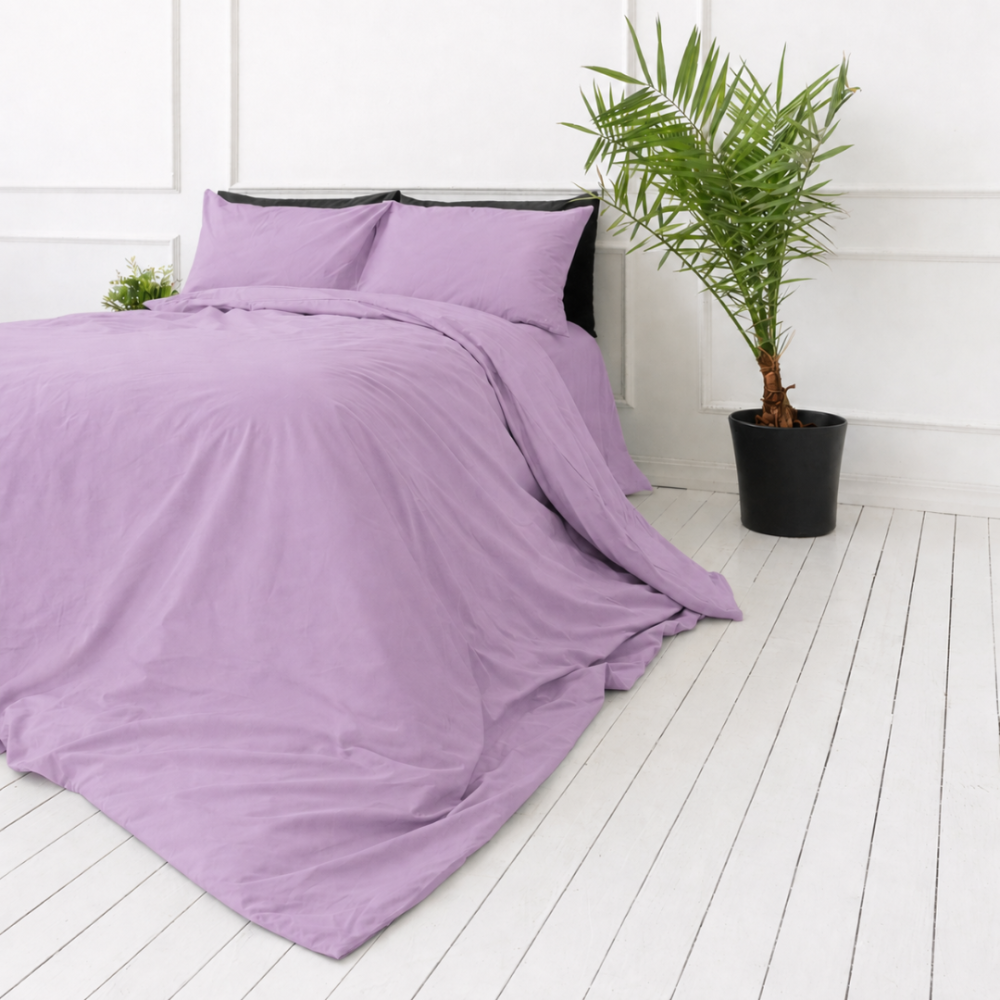 Premium satin bettwäsche set "Lilac Sateen“. Bettwäsche einfarbig, 135/140x200 cm, 200x200 cm, 200x220 cm. Sanft violette bettwäsche mit glatter oberfläche und dezent matter farbwirkung.