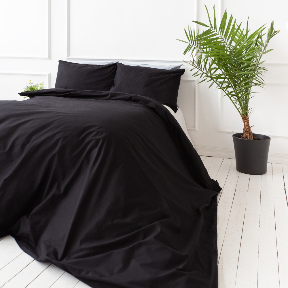 Premium satin bettwäsche set "Midnight". Bettwäsche aus Satin, 135/140x200 cm, 200x200 cm, 200x220 cm