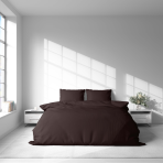 Premium satin bettwäsche set "Chesnut glow". Bettwäsche aus Satin, 135/140x200 cm, 200x200 cm, 200x220 cm, 220x240 cm. Stilvolles dunkelbraunes bettwäsche-set, das wärme und ruhe in ihr schlafzimmer bringt.