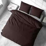 Premium satin bettwäsche set "Chesnut glow". Bettwäsche aus Satin, 135/140x200 cm, 200x200 cm, 200x220 cm, 220x240 cm. Dunkelbraunes bettwäsche-set mit minimalistischem design, das eine moderne und gemütliche schlafumgebung schafft.
