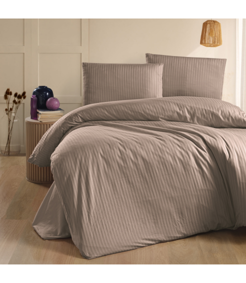 Premium satin bettwäsche set "Mink Stripe". Bettwäsche aus Satin