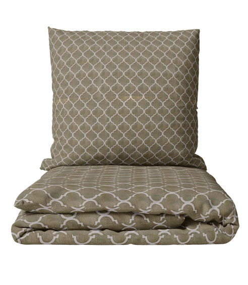 Premium satin bettwäsche set "Morocco forest grey". Bettwäsche aus Satin