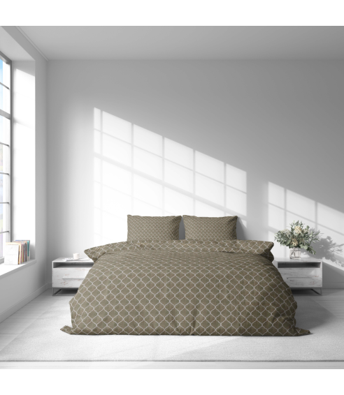 Premium satin bettwäsche set "Morocco forest grey". Bettwäsche aus Satin