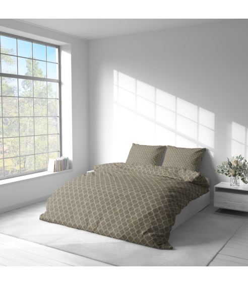 Premium satin bettwäsche set "Morocco forest grey". Bettwäsche aus Satin