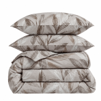 Satin bettwäsche set "Painting Sand". Bettwäsche 150x200, 135/140x200 cm, 150x200 cm, 155/160x200 cm, 180x200 cm, 200x200 cm, 200x220 cm, 220x240 cm. Sandfarbenes bettwäsche-set mit braunen botanischen blattmustern.