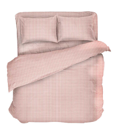 Premium satin bettwäsche set "Peachy Stripe Satin“. Bettwäsche aus Satin