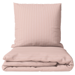 Premium satin bettwäsche set "Peachy Stripe Satin“. Bettwäsche aus Satin, 135/140x200 cm, 200x200 cm. Pfirsichfarbener bettwäsche-set mit feinen vertikalen streifen.