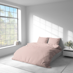 Premium satin bettwäsche set "Peachy Stripe Satin“. Bettwäsche aus Satin, 135/140x200 cm, 200x200 cm. Sanftes gestreiftes design in pfirsichtönen.