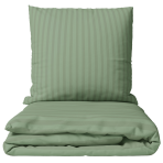 Premium satin bettwäsche set "Pistachio Stripe Sateen". Bettwäsche 150x200, 135/140x200 cm, 150x200 cm, 155/160x200 cm, 180x200 cm, 200x200 cm, 200x220 cm, 220x240 cm. Grünliches bettwäsche-set mit dezentem streifenmuster