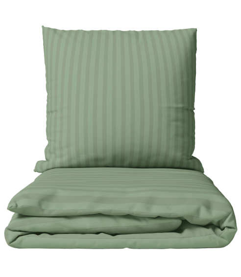 Premium satin bettwäsche set "Pistachio Stripe Sateen". Bettwäsche aus Satin