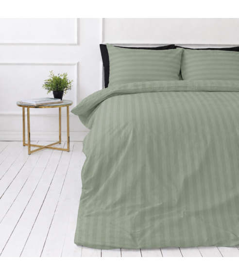 Premium satin bettwäsche set "Pistachio Stripe Sateen". Bettwäsche aus Satin