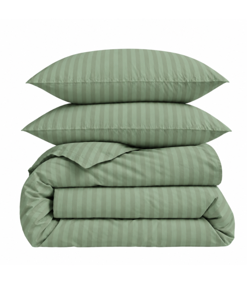 Premium satin bettwäsche set "Pistachio Stripe Sateen". Bettwäsche aus Satin