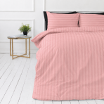 Premium satin bettwäsche set "Seashell Pink Stripe Sateen". Bettwäsche 150x200, 135/140x200 cm, 150x200 cm, 155/160x200 cm, 180x200 cm, 200x200 cm, 200x220 cm, 220x240 cm. Zart korallenrosafarbenes satin-bettwäsche-set