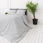 Premium satin bettwäsche set "Silvara". Bettwäsche 150x200, 135/140x200 cm, 150x200 cm, 155/160x200 cm, 180x200 cm, 200x200 cm, 200x220 cm, 220x240 cm. Elegantes graues einfarbiges bettwäsche-design