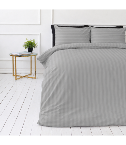 Premium satin bettwäsche set "Silver Stripe Sateen". Bettwäsche aus Satin