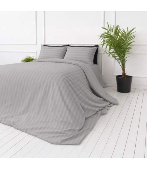 Premium satin bettwäsche set "Silver Stripe Sateen". Bettwäsche aus Satin