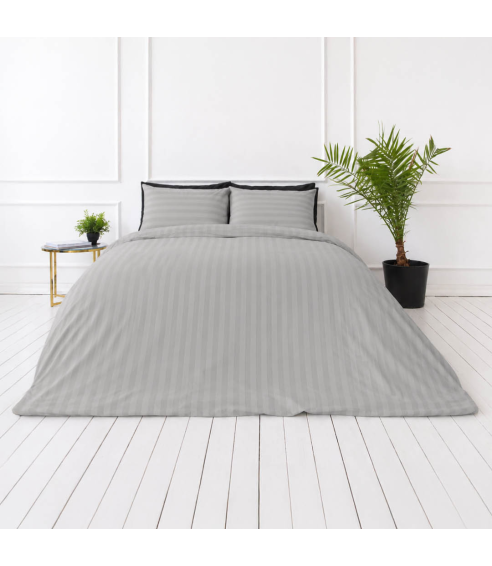 Premium satin bettwäsche set "Silver Stripe Sateen". Bettwäsche aus Satin